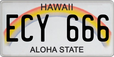 HI license plate ECY666
