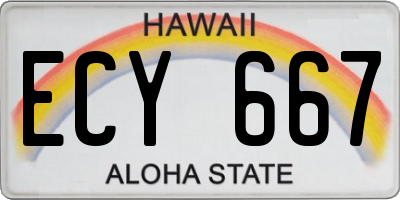 HI license plate ECY667