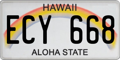 HI license plate ECY668