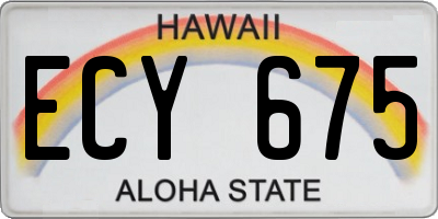 HI license plate ECY675