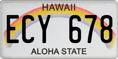 HI license plate ECY678