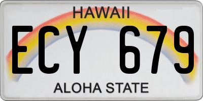 HI license plate ECY679