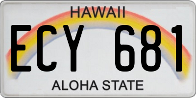 HI license plate ECY681