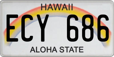 HI license plate ECY686