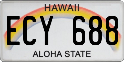 HI license plate ECY688