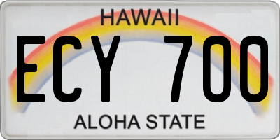 HI license plate ECY700