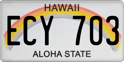 HI license plate ECY703