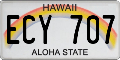 HI license plate ECY707
