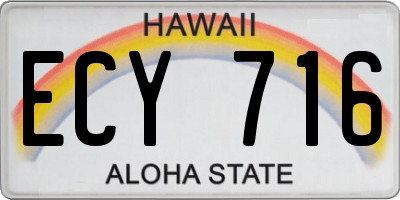 HI license plate ECY716
