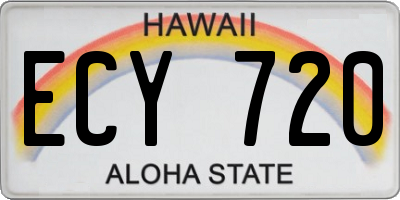 HI license plate ECY720
