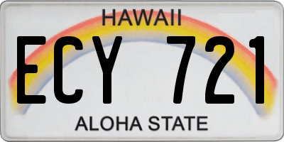 HI license plate ECY721