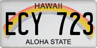 HI license plate ECY723