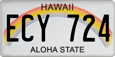 HI license plate ECY724