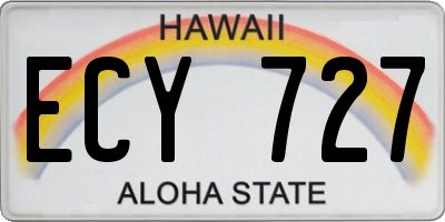 HI license plate ECY727