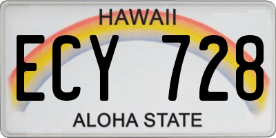 HI license plate ECY728