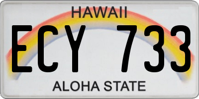HI license plate ECY733