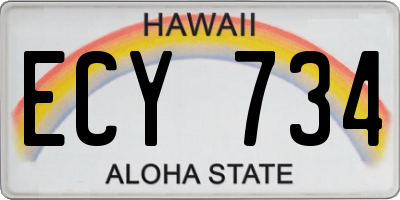 HI license plate ECY734