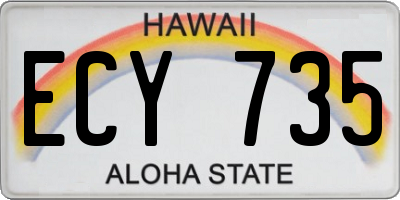 HI license plate ECY735