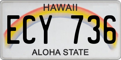 HI license plate ECY736