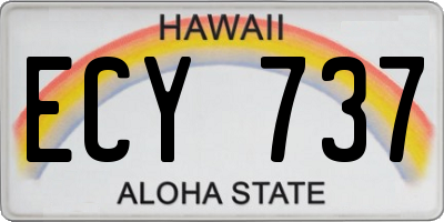 HI license plate ECY737