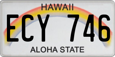 HI license plate ECY746