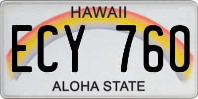 HI license plate ECY760