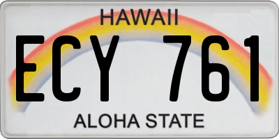 HI license plate ECY761
