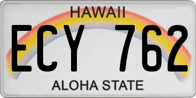 HI license plate ECY762