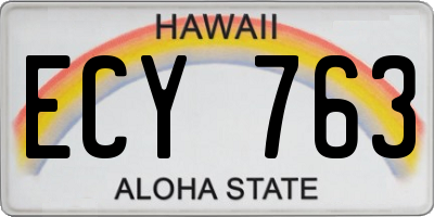 HI license plate ECY763