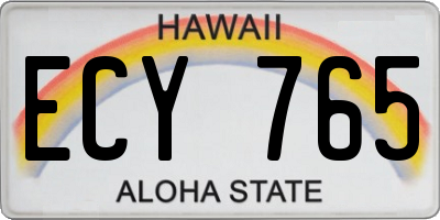HI license plate ECY765