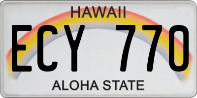 HI license plate ECY770