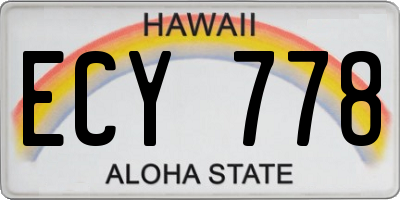 HI license plate ECY778