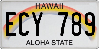HI license plate ECY789