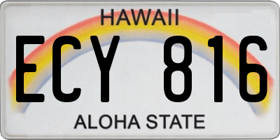 HI license plate ECY816