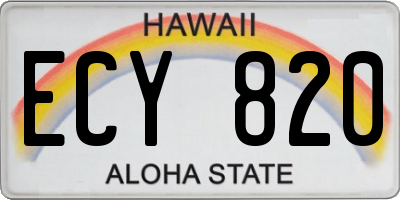 HI license plate ECY820