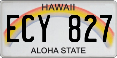 HI license plate ECY827
