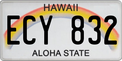 HI license plate ECY832