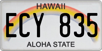 HI license plate ECY835