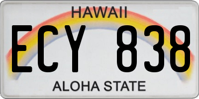 HI license plate ECY838