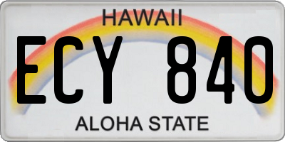 HI license plate ECY840