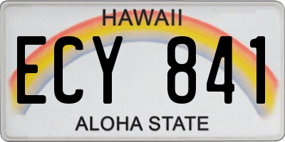 HI license plate ECY841