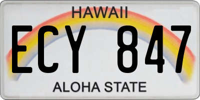 HI license plate ECY847