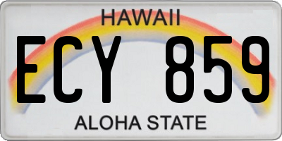 HI license plate ECY859