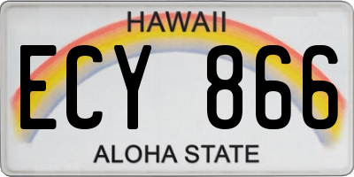 HI license plate ECY866