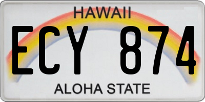 HI license plate ECY874