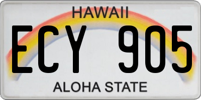 HI license plate ECY905