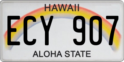 HI license plate ECY907