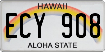 HI license plate ECY908