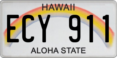 HI license plate ECY911