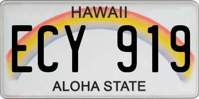 HI license plate ECY919